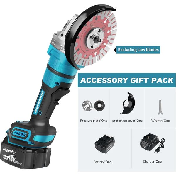 Smerigliatrice Angolare, Regolazione Continua Della Velocità, Accessori Multifunzione, 1 Batteria-image