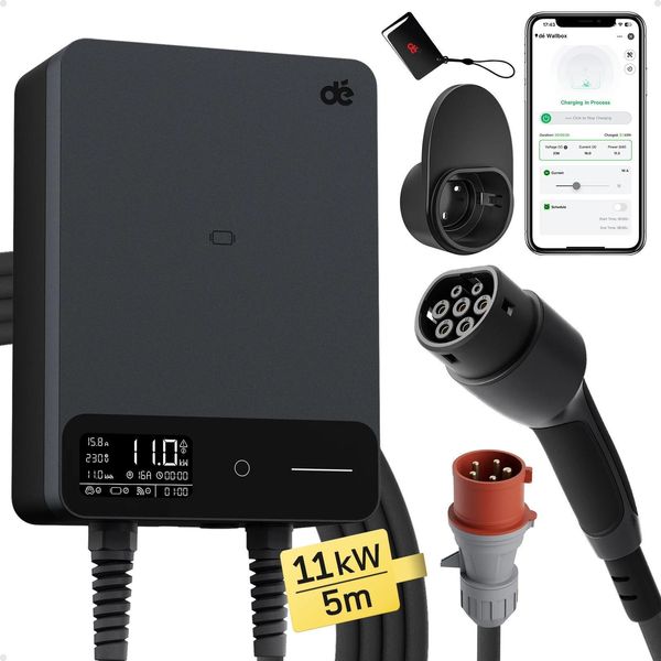 Caricabatterie Per Veicoli Elettrici, Potenza Di 11 Kw, Design Plug-And-Play, Cavo Da 11Kw 5M, TYPE2-image