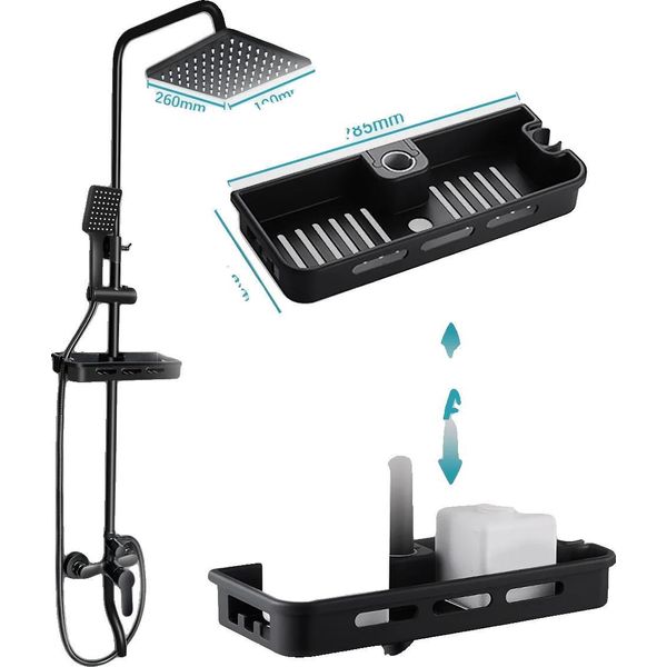 Miscelatore Per Doccia, Materiale Ottone, Finitura Superficiale Color Bronzo, Miscelatore Acqua Calda E Fredda, Superficie Trattata Nera,-image