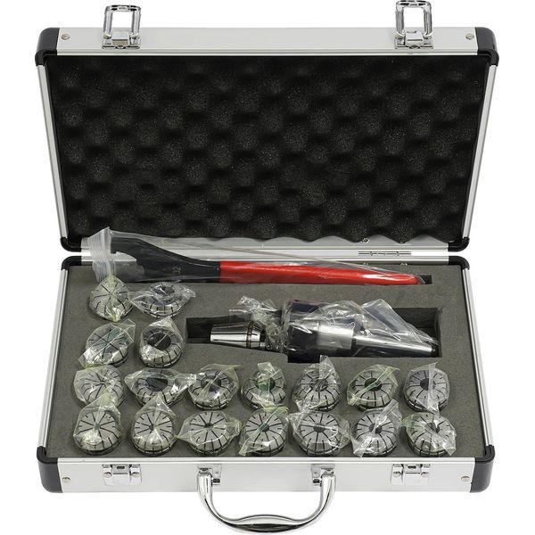 Set Di Pinze Di Serraggio Per Fresatrici, 19 Pezzi, Pinza Di Serraggio ER32, Precisione 0,015 Mm, Dimensioni Totali Pinza Di Serraggio 121 Mm X 50 Mm, Struttura Robusta In Acciaio E Alluminio-image
