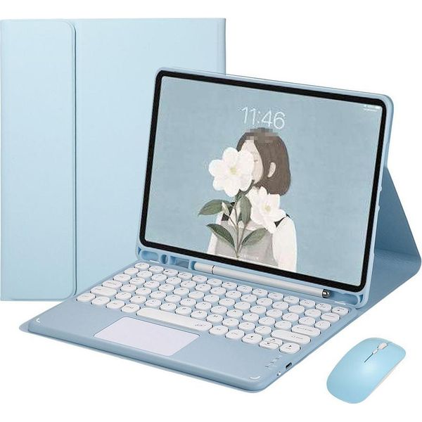 Inf Custodia Tastiera Bluetooth Azzurro Cielo Con Touchpad Per Samsung S7 Plus-image