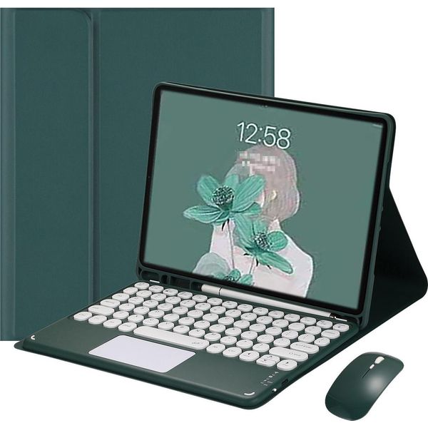 Inf Custodia Tastiera Bluetooth Verde Con Touchpad Per Samsung Tab S7 Plus-image