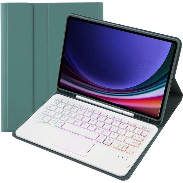 Inf Custodia Tastiera Bluetooth Verde Scuro Con Touchpad Per Galaxy Tab S7+/S7 Plus 12.4 Pollici-image