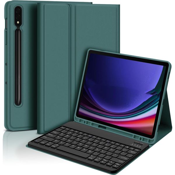 Inf Custodia Con Tastiera Bluetooth Per Samsung Galaxy Tab A9+ 11 Pollici - Verde-image