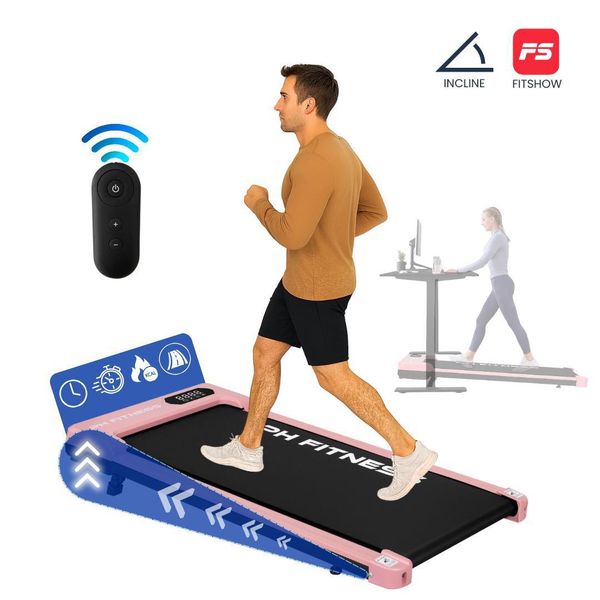 Ph Fitness B1S Tapis Roulant Pieghevole - Walkingpad Per La Casa E L'ufficio - Motore Da 1,3 Cv, 1-8 Km/H, 100 Kg - Telecomando, Inclinazione Manuale, Bluetooth, Lcd-image