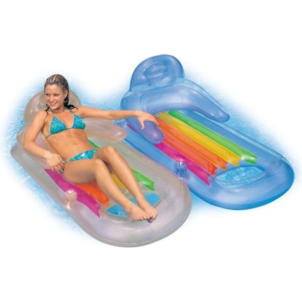 Materasso Ad Aria Materasso Ad Acqua Anello Da Nuoto Pneumatico Da Nuoto Palloni Da Pallanuoto Materasso Ad Aria Intex Con Schienale Blu Spiaggia_Vacanze-image