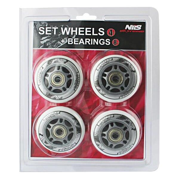 Set Di Ruote Bianche Inpoliuretano64X24 + Cuscinetti ABEC7 Nils Extreme-image