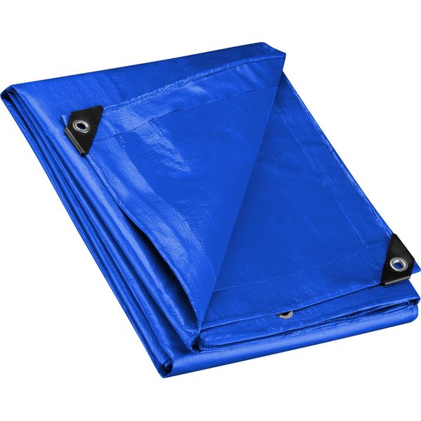 Telone Wiltec Resistente Alle Intemperie Blu, Telone Impermeabile Con Occhielli 7 X 6 M, Telone Pe 240 G/M², Telone Da Giardino Resistente Ai Raggi Uv, Robusto Telone Protettivo-image
