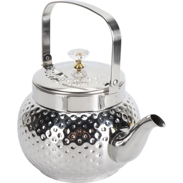 Teiera In Acciaio Inox Con Filtro Rimovibile Bollitore Per Tè In Metallo Tavola Da Caffè Pentola Di Servizio Per La Casa Hotel Ristorante Punteggiato 2L-image