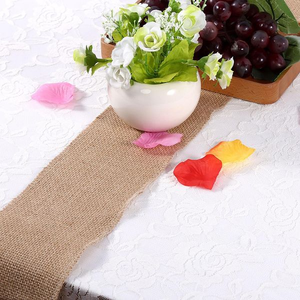 Natura Assia Iuta Iuta Nastro Di Iuta Rustico Tavolo Runner Crafts Sedia Casa Matrimonio Partito 10X500Cm-image