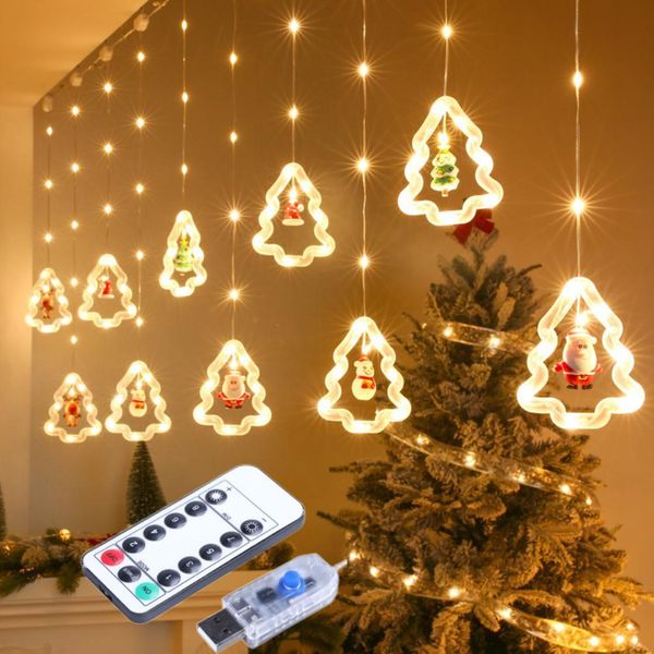 Luci Di Natale A Led, Motivi Di Stelle E Abeti, Decorazioni Per Interni/Esterni Per Feste E Matrimoni-image