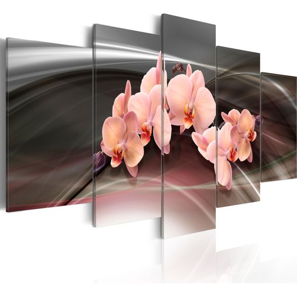 Quadri Su Tela Fiori 200X100 Cm In Tessuto Non Tessuto 5 Pezzi Stampa D'arte Moderna Arte Murale Xxl Decorazione Murale Design Quadro Murale - Orchidea Astratta 020110-13-image