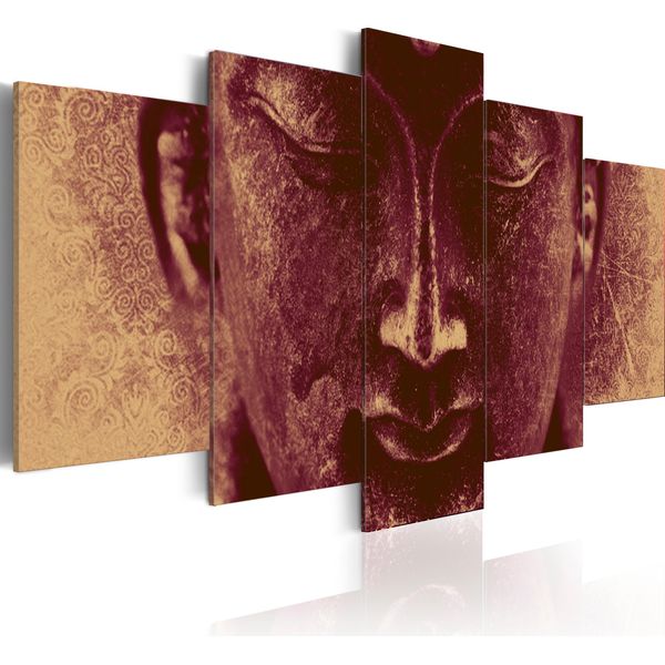 Quadro Su Tela Buddha 200X100 Cm In Tessuto Non Tessuto 5 Pezzi Stampa D'arte Moderna Arte Murale Xxl Decorazione Murale Design Quadro Murale - Ornamento Viso 020113-223-image