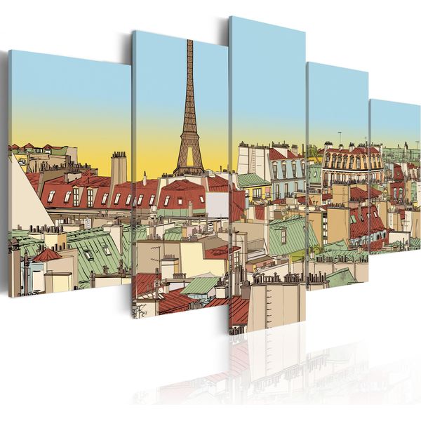 Quadro Su Tela Astratto 200X100 Cm In Tessuto Non Tessuto 5 Pezzi Stampa D'arte Moderna Arte Murale Xxl Decorazione Murale Design Quadro Murale - Francia Parigi Architettura 020119-14-image
