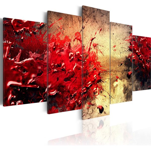 Quadro Su Tela Astratto 200X100 Cm In Tessuto Non Tessuto 5 Pezzi Stampa D'arte Moderna Arte Murale Xxl Decorazione Murale Design Quadro Murale - Rosso Beige 020201-12-image
