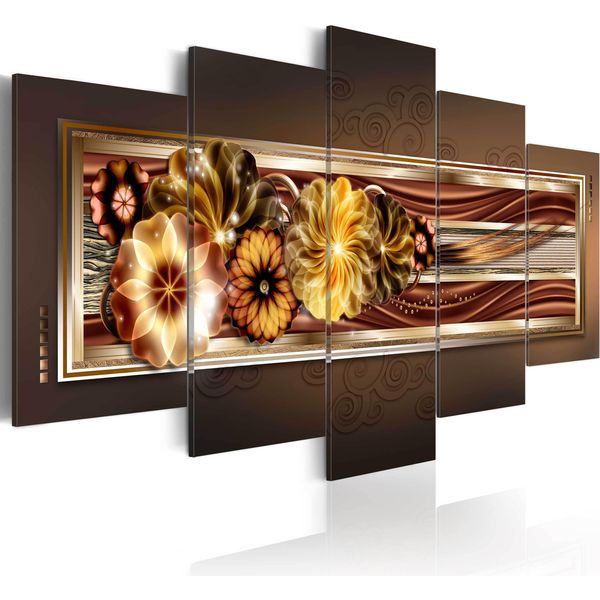 Quadri Su Tela 200X100 Cm 020101- 211 Quadro Su Tela Non Tessuta 5 Pezzi Stampa D'arte Moderna Arte Murale Xxl Decorazione Murale Design Quadro Murale Fiori Abstratto-image