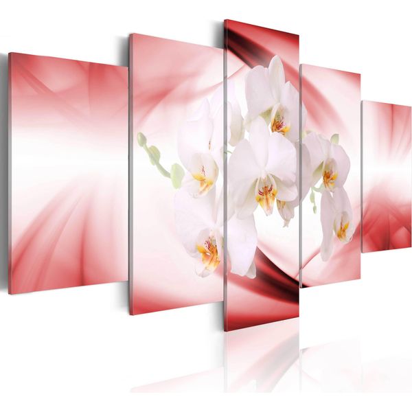 Quadri Su Tela Fiori 200X100 Cm In Tessuto Non Tessuto 5 Pezzi Stampa D'arte Moderna Arte Murale Xxl Decorazione Murale Design Quadro Murale - Orchidea Astratta 020110-7-image