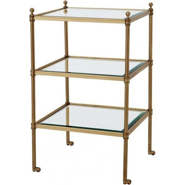 Casa Padrino Tavolino In Ottone Di Design Art DéCo 42 X 42 X H. 71 Cm - Tavolino-image