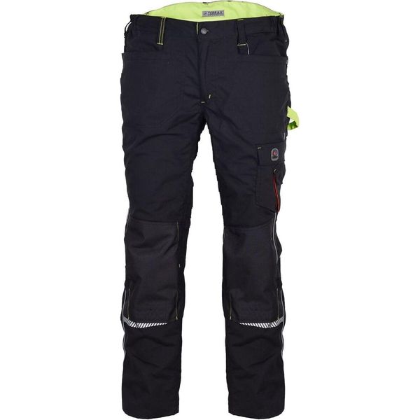 Terrax Workwear Pantaloni Da Lavoro Da Uomo Con Cintura In Vita, Nero, Lime , Colore:Nero/Lime, Taglia:62-image