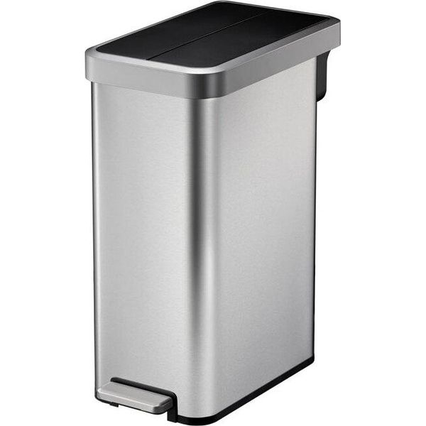Eko - Cestino A Pedale Ecofly Ii 45 Litri - Acciaio Inox Plastica - Acciaio Inox Opaco, Nero-image