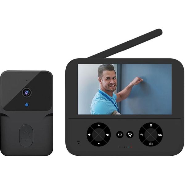 Campanello Video Senza Fili - Senza Abbonamento, Display Ips Da 4,3", Visione Notturna Hd, Audio Bidirezionale, Registrazione Automatica, Installazione Senza Trapano, Ricaricabile"-image