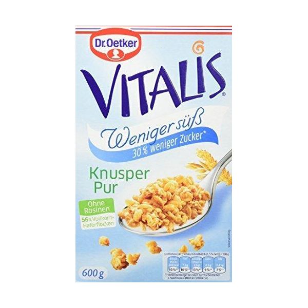 Dr Oetker Vitalis Muesli Croccante Meno Dolce E Meno Zuccherato 600G Confezione Da 5-image