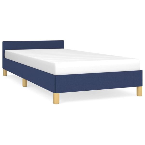 Vidaxl Struttura Letto Con Testiera Senza Materasso Blu 90X190 Cm Tessuto-image
