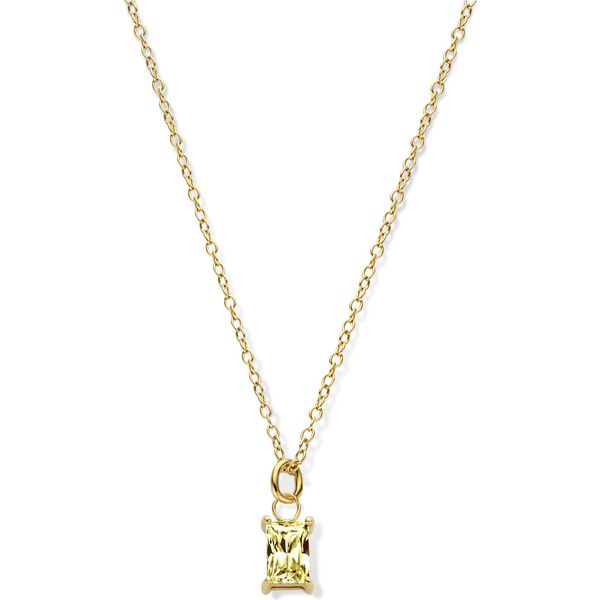 New Bling 9NB 0541 Collana In Argento Con Pendente - Donna - Rettangolo - Zirconi - Giallo - 40+5Cm - Colore Oro-image
