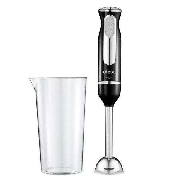 Ufesa Classic BP3442 Frullatore A Immersione 600W, Turbo, Piede In Acciaio Inox, 2 Lame, Sistema Antispruzzo, Design Ergonomico, Misurino Incluso-image