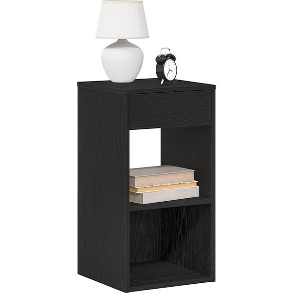 Maison Exclusive - Comodino Con Cassetto Effetto Rovere Nero 35X34X66,5 Cm-image