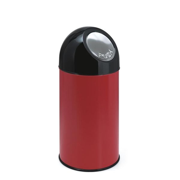 V-Part - AbfallbehäLter Mit Druckdeckel 40 Liter - Steel Plastic - Rot, Schwarz-image