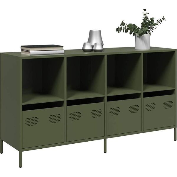Maison Exclusive - Credenza Verde Oliva 135X39X73,5 Cm Acciaio Laminato A Freddo-image
