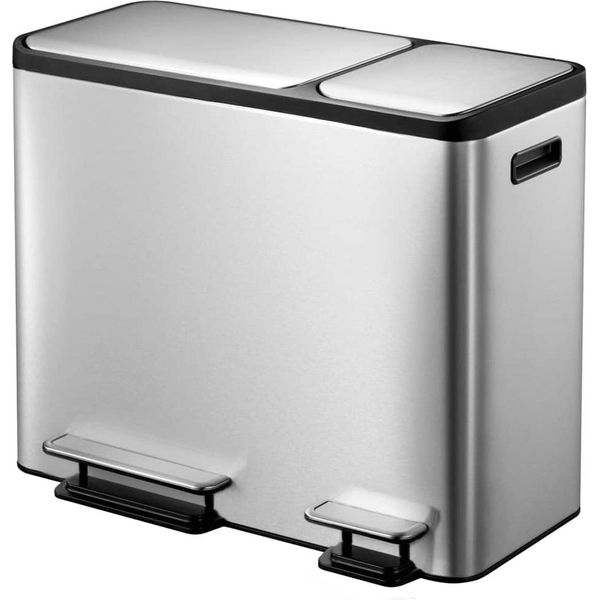 Eko - Ecocasa Recycler Cestino A Pedale 30+15 Litri - Acciaio Inox Plastica - Acciaio Inox Opaco-image