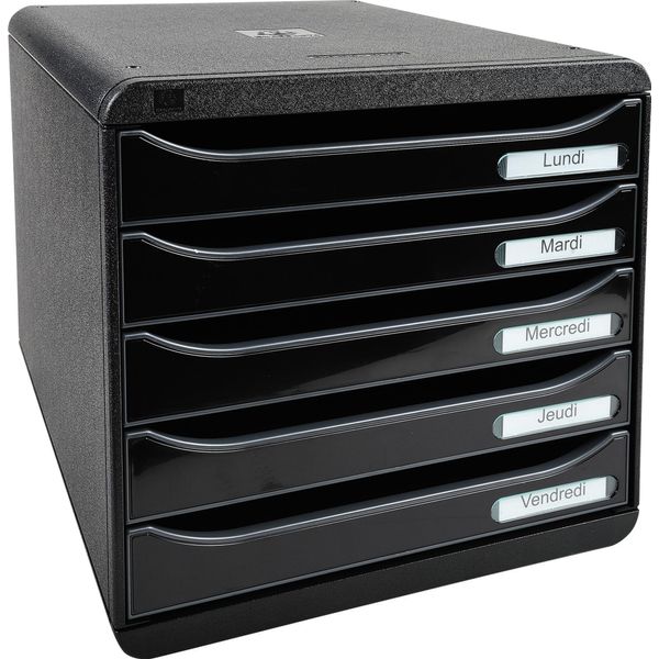 Exacompta Cassettiera Big Box Plus 5 Cassetti Aperti Nero Lucido-image