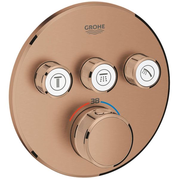 Thermostat Grohe Grohtherm Smartcontrol Avec Trois Vannes D'arrêT, Rosette Murale Ronde, 29121DL0, 29121DL0-image