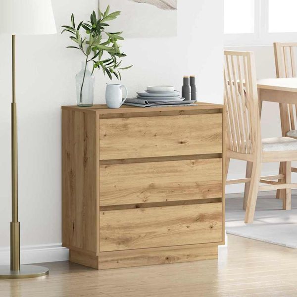 Vidaxl Comodino In Rovere Artigianale 71 X 34,5 X 75 Cm Materiale A Base Di Legno-image
