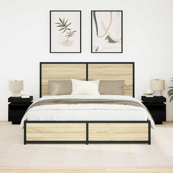 Maison Exclusive - Comodino 2 Pezzi Effetto Rovere Nero 40 X 39 X 48,5 Cm-image