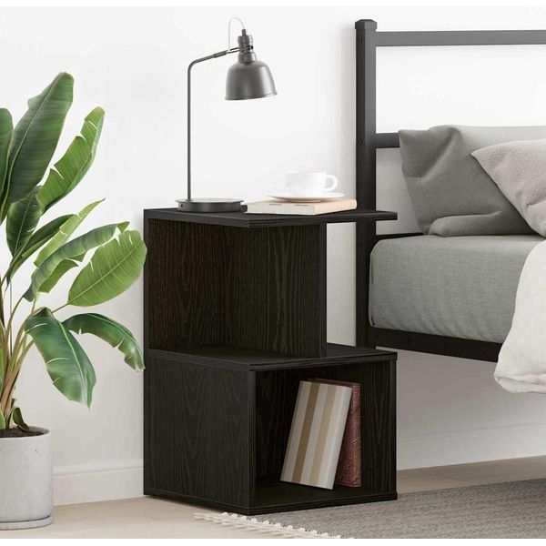Vidaxl Comodino In Rovere Nero 35 X 35 X 55 Cm Materiale A Base Di Legno-image