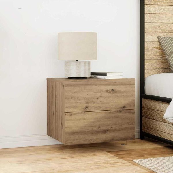 Vidaxl Comodino 2 Pezzi Rovere Artigianale 50 X 39 X 41 Cm Materiale A Base Di Legno-image