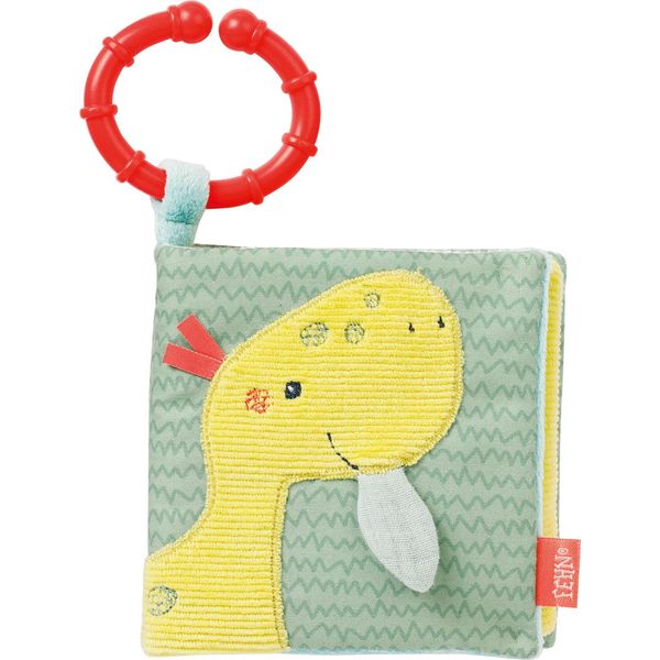 Fehn Soft Libro Illustrato Happy Dino - Libro Tattile Per Bambini In Tessuto Con Motivi Di Animali - Libro Giocattolo In Tessuto Da Appendere Per Carrozzine E Seggiolini Auto - Libro Scricchiolante Per Neonati E Bambini Da 0+ Mesi-image
