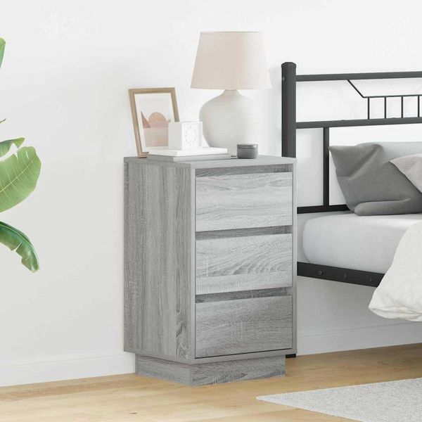 Maison Exclusive - Comodino Con Cassetti Grigio 39 X 34,5 X 65 Cm Materiale Ligneo-image