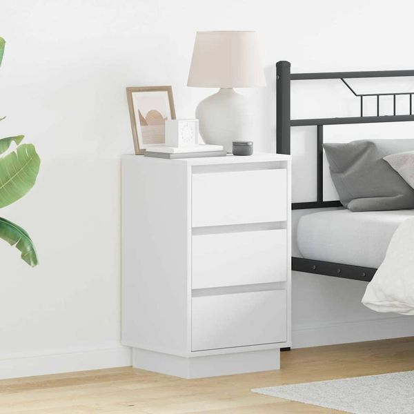 Maison Exclusive - Comodino Con Cassetti Bianco 39 X 34,5 X 65 Cm Materiale Ligneo-image