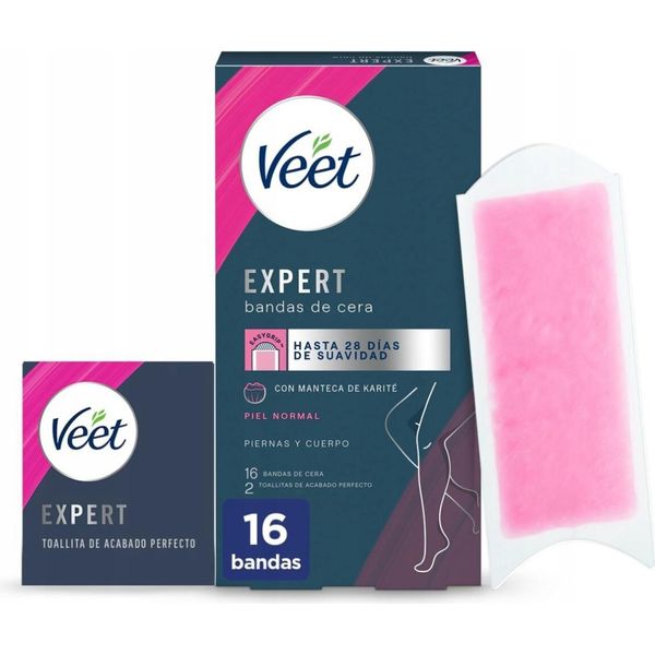 Veet Expert Cerette Per Depilazione Corpo Con Burro Di Karité E Vitamina E - 16 Pezzi-image