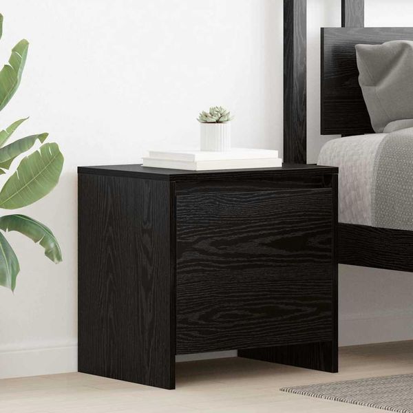 Maison Exclusive - Comodino Effetto Rovere Nero 45 X 34 X 44,5 Cm Materiale Ligneo-image