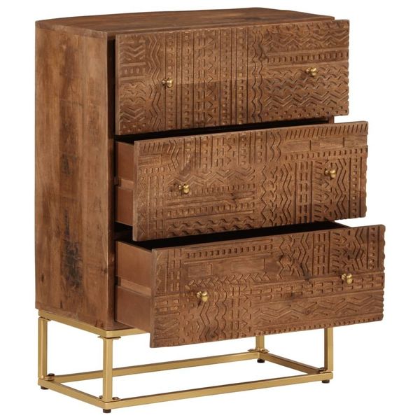 Vidaxl Cassettiera 55X30X76 Cm In Legno Massiccio Di Mango E Ferro-image