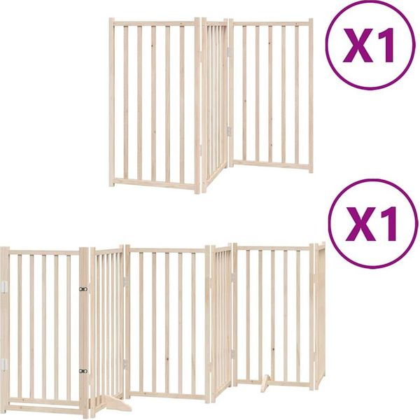Vidaxl Cancelletto Per Cani 9 Pezzi Con Porta Pieghevole 450 Cm In Legno Di Pioppo-image