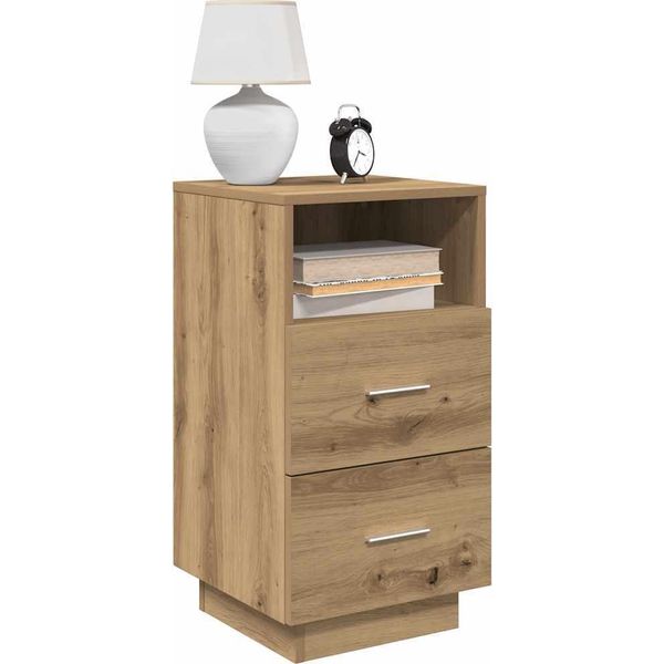 Vidaxl Comodini 2 Pezzi Con 2 Cassetti Rovere Artisan 36X36X68 Cm-image