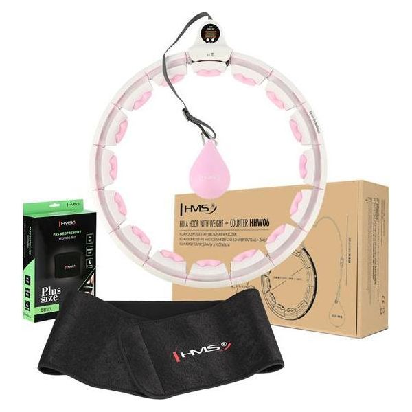 Set Hula Hop Hhw06 Rosa Con Palla A Gravità E Contatore Hms + Cintura Br163 Nero Plus Size-image