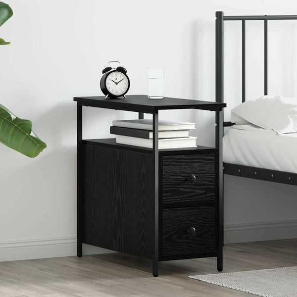 Vidaxl Comodino Look Rovere Nero 30 X 60 X 60 Cm Materiale A Base Di Legno-image