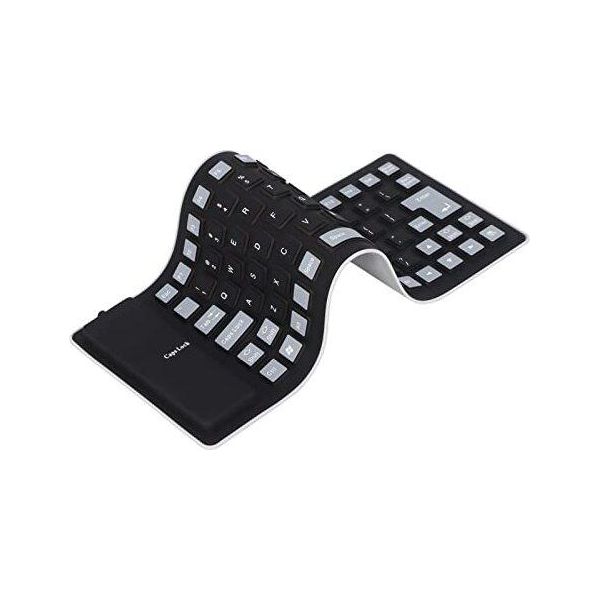 Ashata Tastiera In Silicone Impermeabile, Tastiera Usb Flessibile Pieghevole Antipolvere Silenziosa 85 Tasti, Leggera Portatile, Morbida, Uso Confortevole,-image